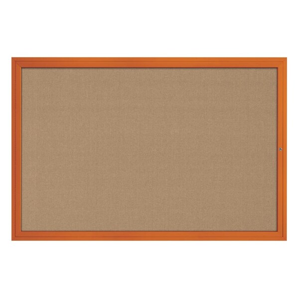 Hinge-less Radius Corkboard, 24"x36", Satin Alum Frame/Cobalt
